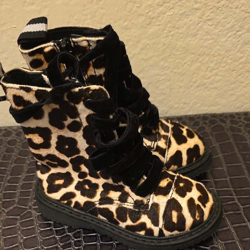 Leopard Print Kids Boots Size 6